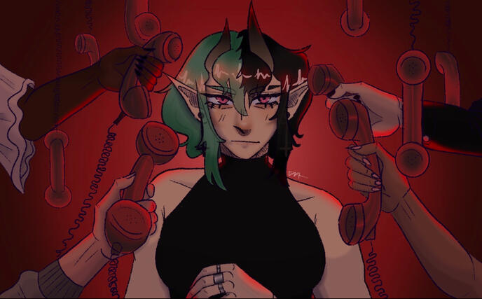 Bust + rendered + complex background