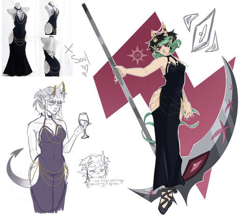 Mixed + rendered / sketch + simple background